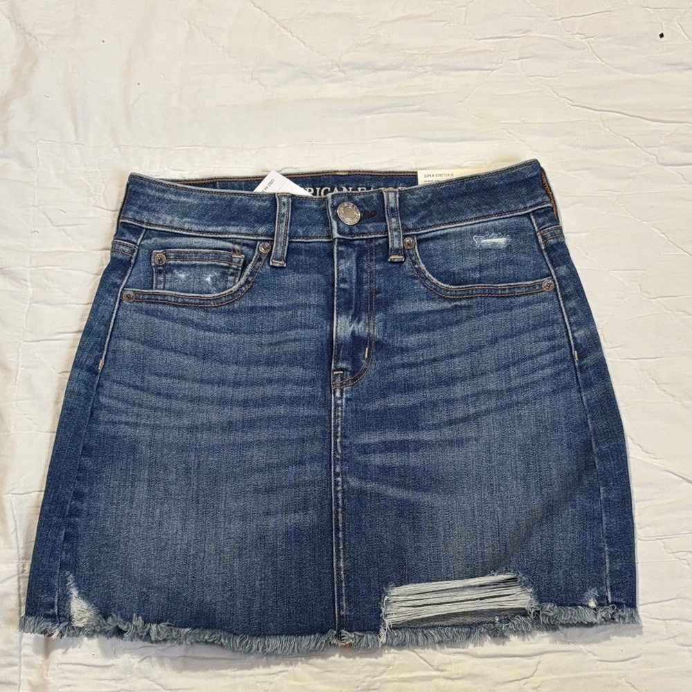 American Eagle Outfitters Distressed Blue Mini Skirt